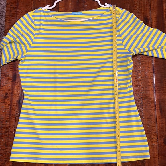 J MC LAUGHLIN STRIPED 3/4 SLEEVE TOP MULTICOLOR MEDIUM. - Picture 9 of 11